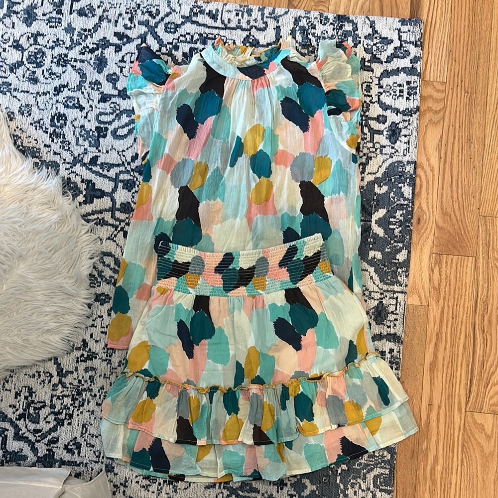Blue and Yellow Ruffled Tiered Sundress